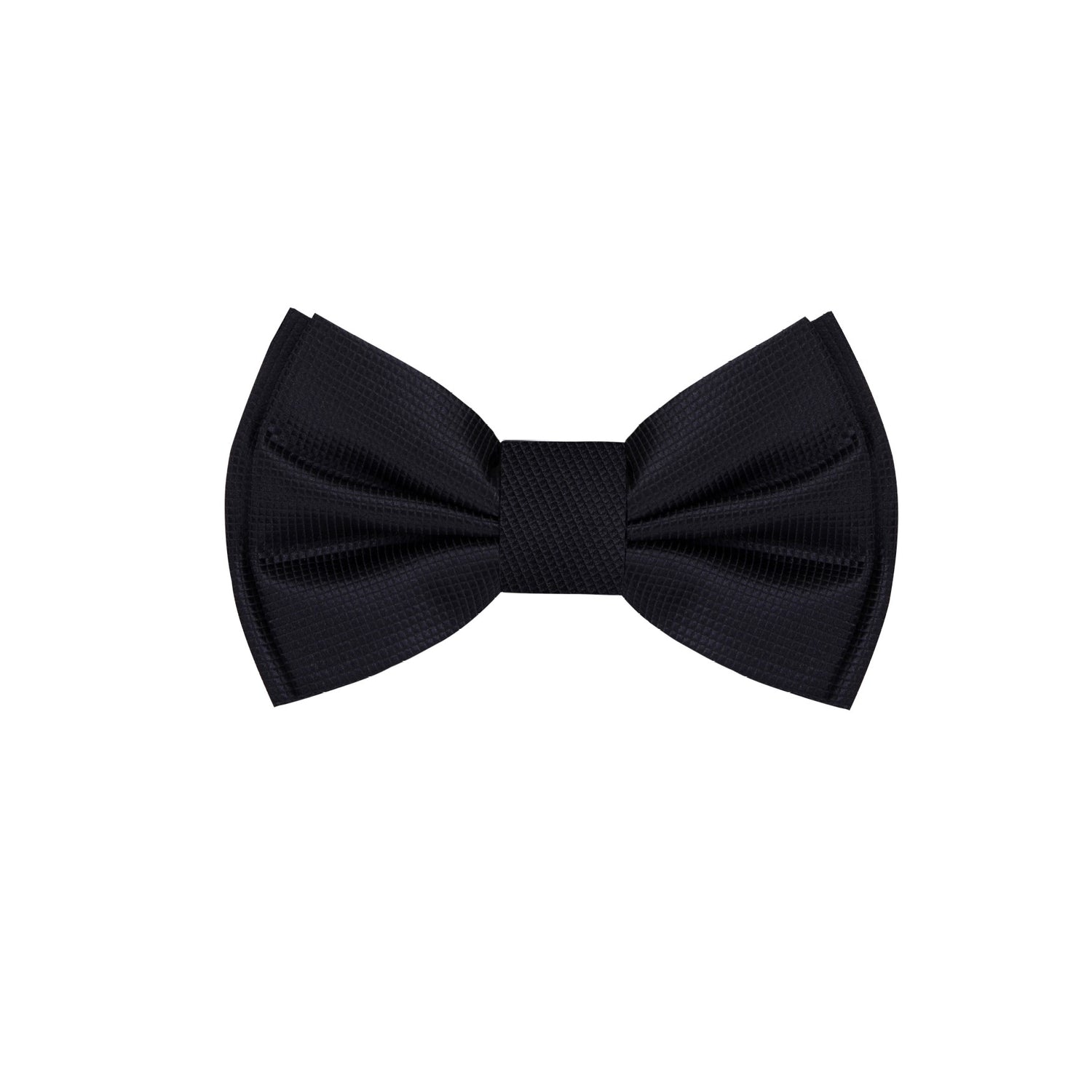 A Black Solid Pattern Silk Self Tie Bow Tie 