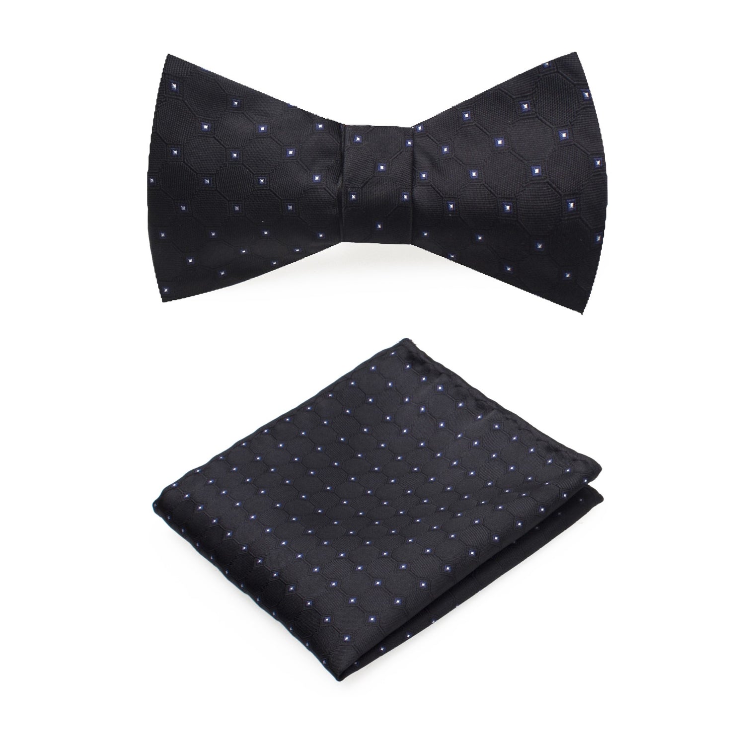 Black Geometric Bow Tie and Pocket Square