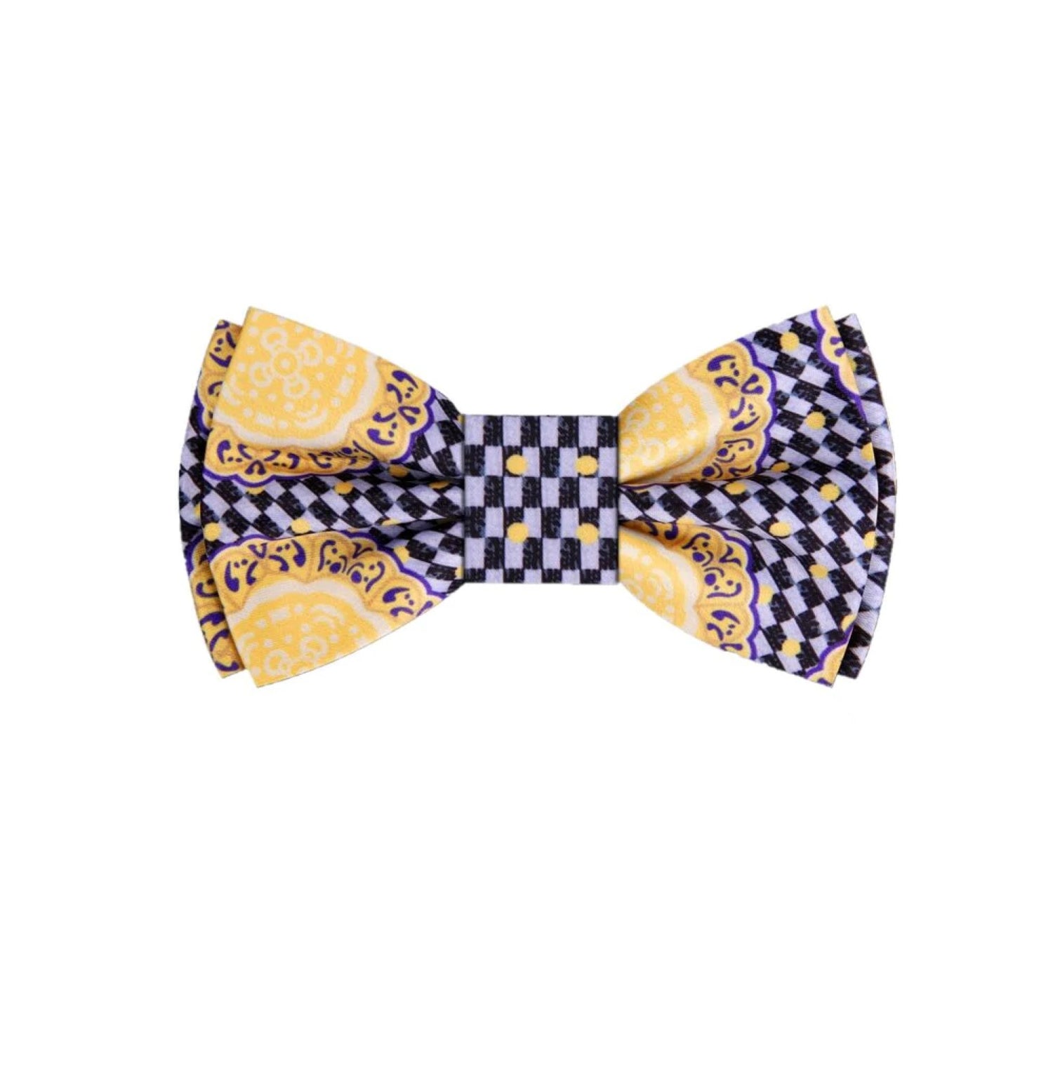 Black, Gold and White Abstract Bow Tie