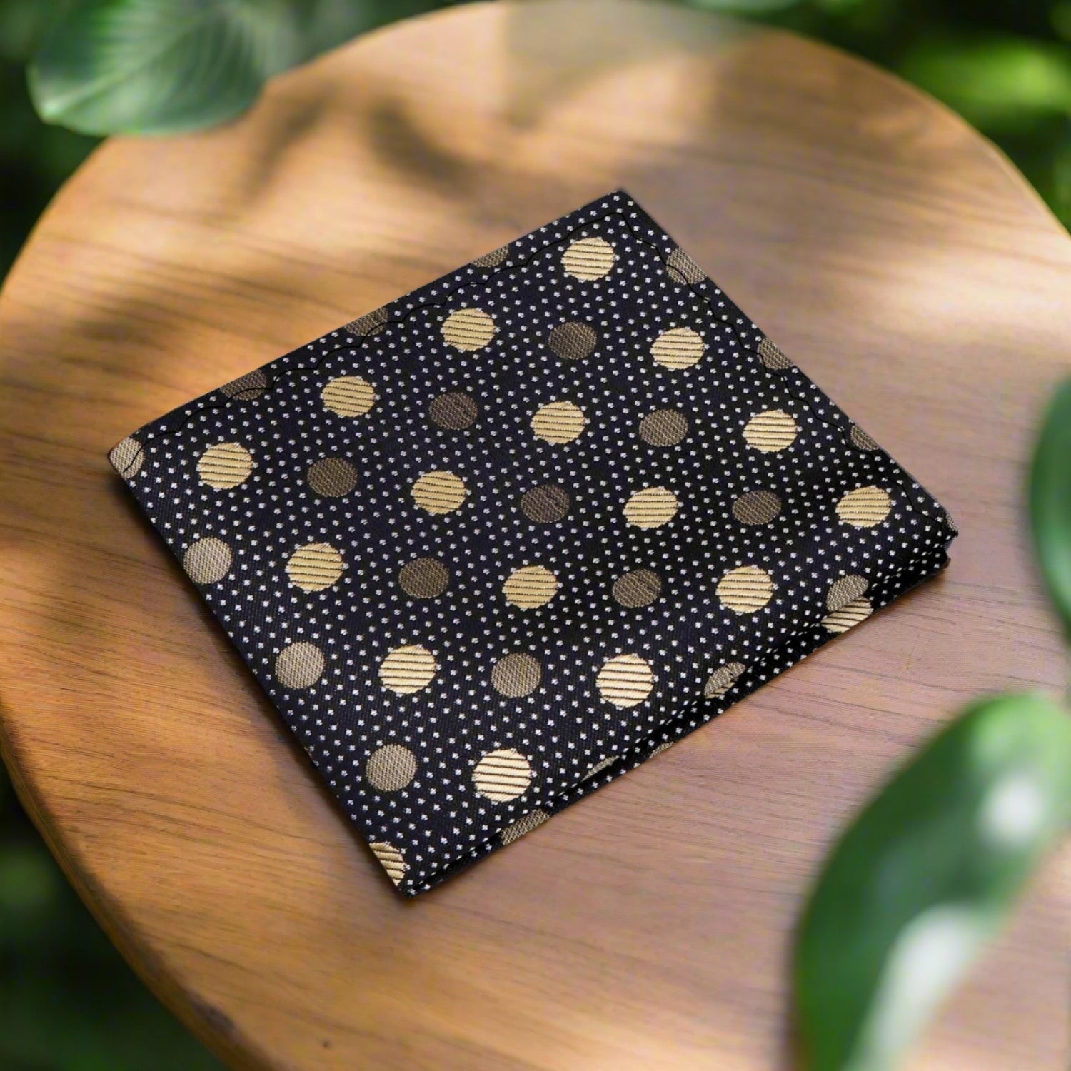 Black, Gold Polka Pocket Square