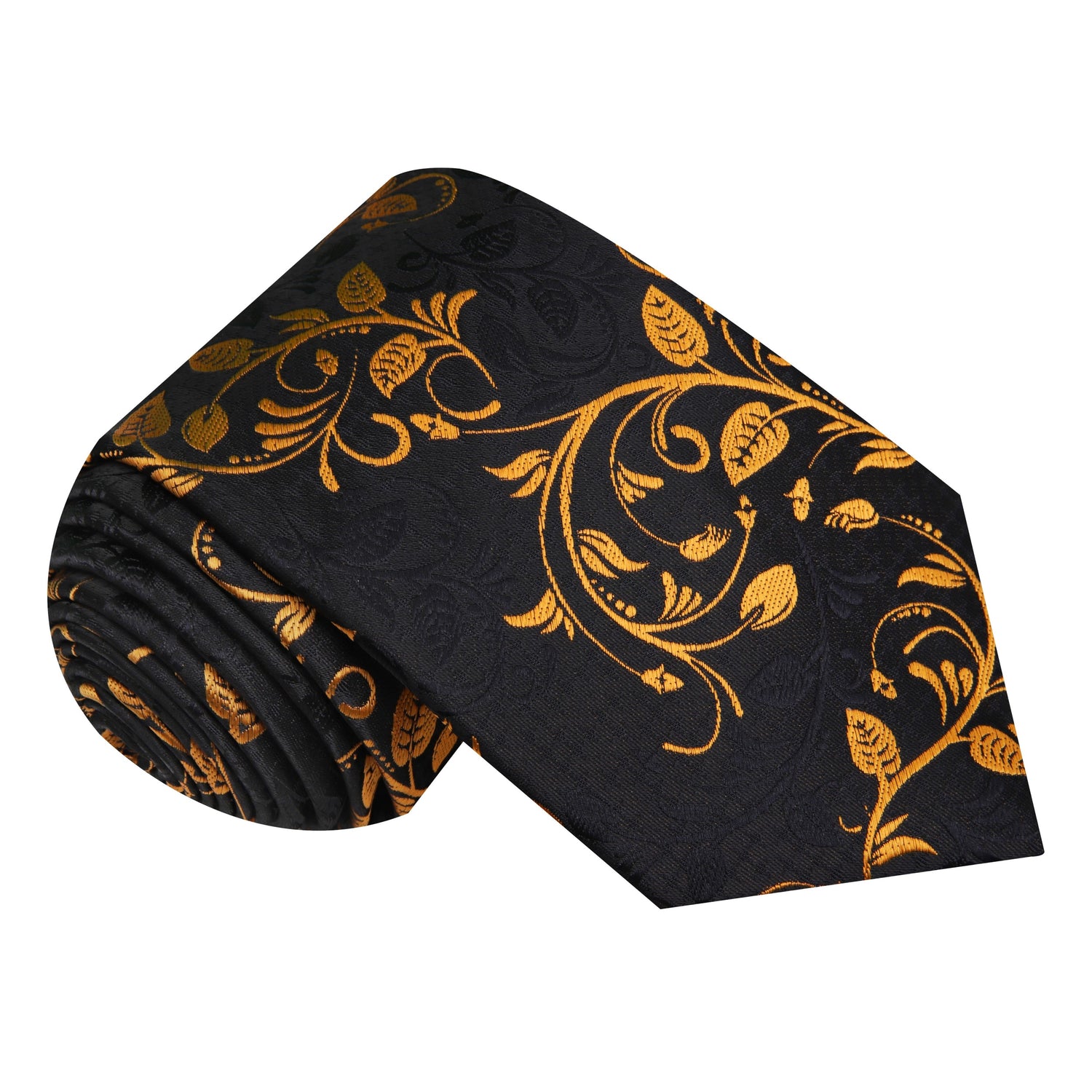 Single Tie: Black and Gold Vines Tie 