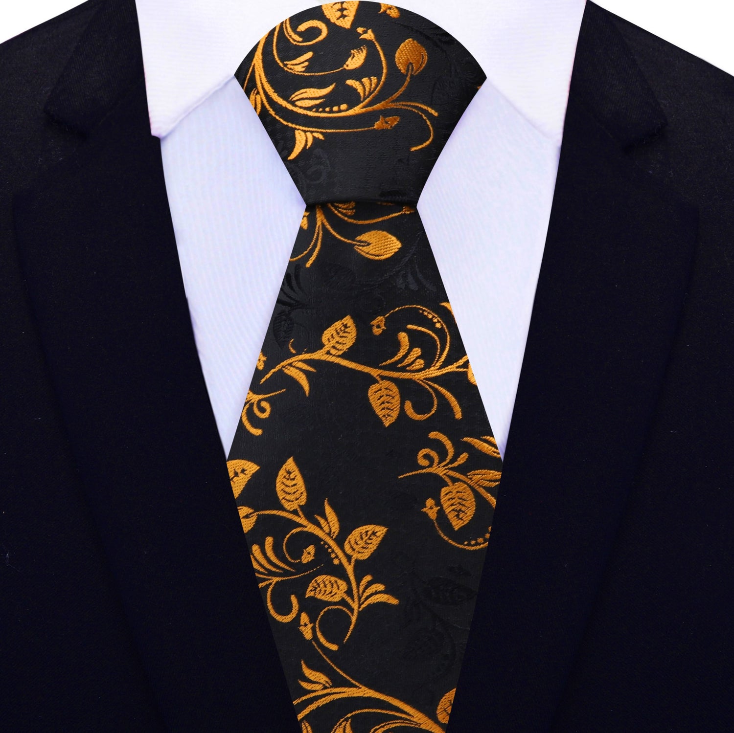 Black and Gold Vines Tie View 2