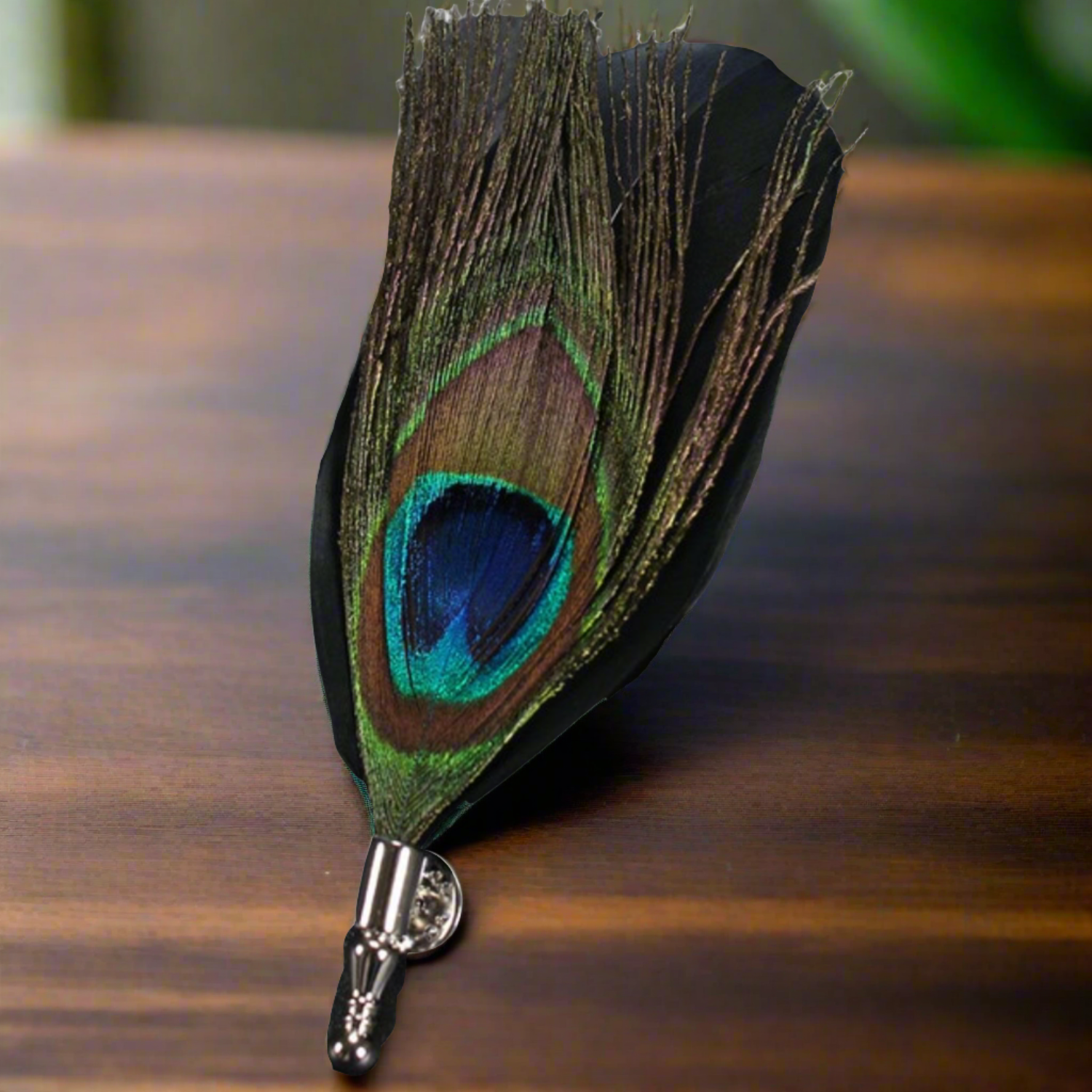 Green Peacock Feather Lapel Pin