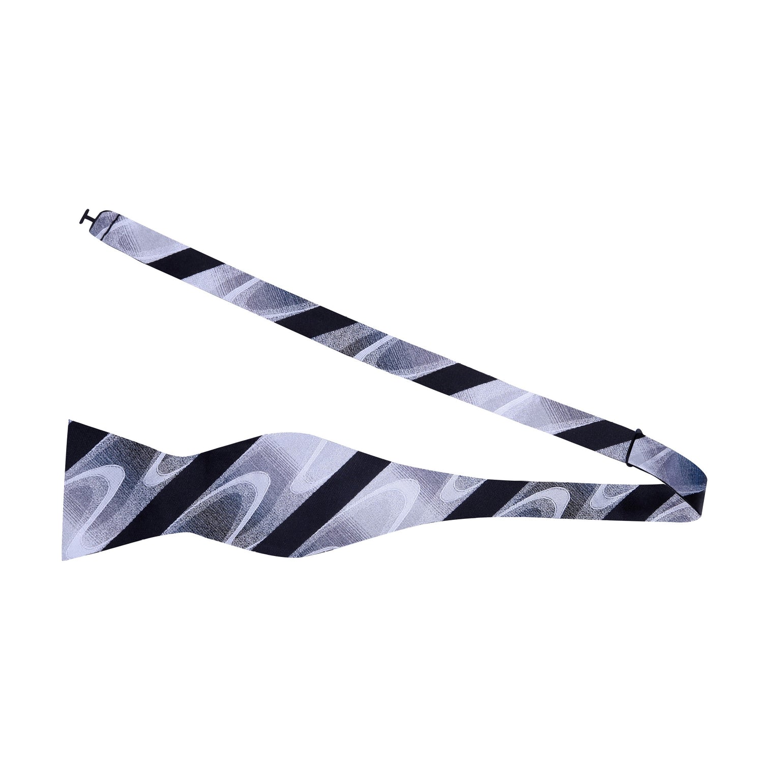 Grey, Black Stripe and Waves Bow Tie Untied
