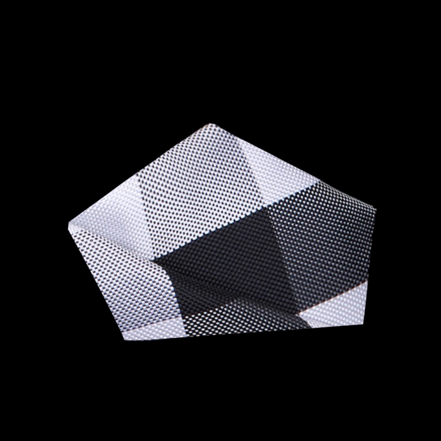 View 2: A Black, Grey Plaid Pattern Silk Pocket Square