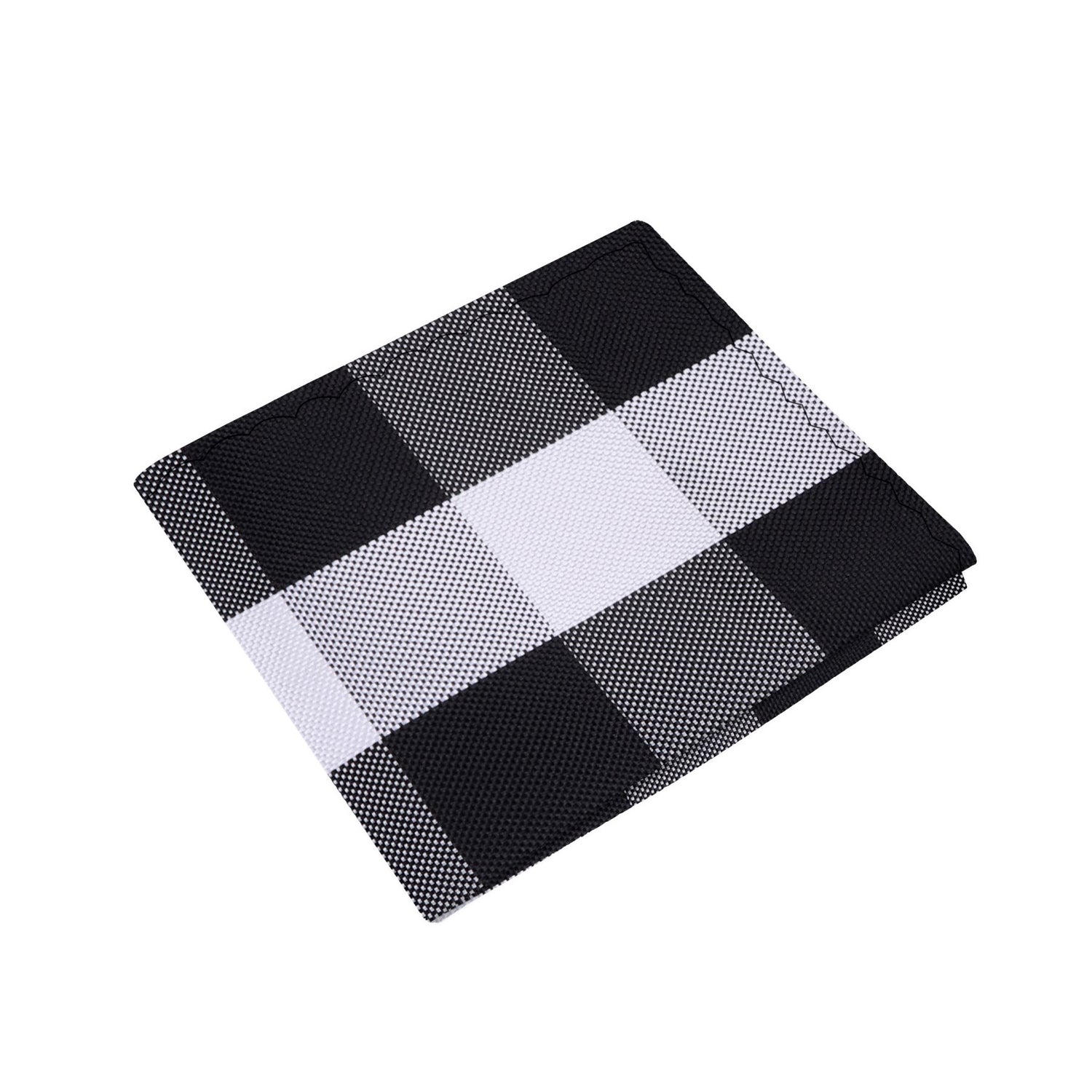 A Black, Grey Plaid Pattern Silk Pocket Square