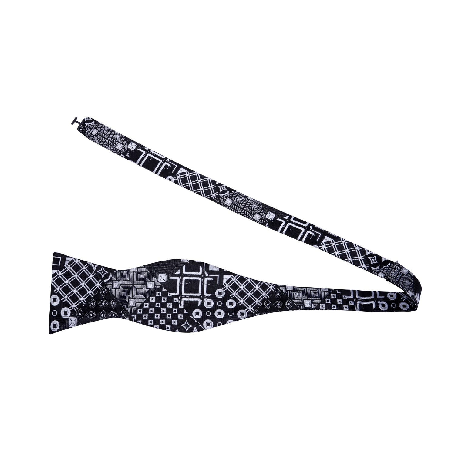 Black, Grey Abstract Bow Tie Self Tie
