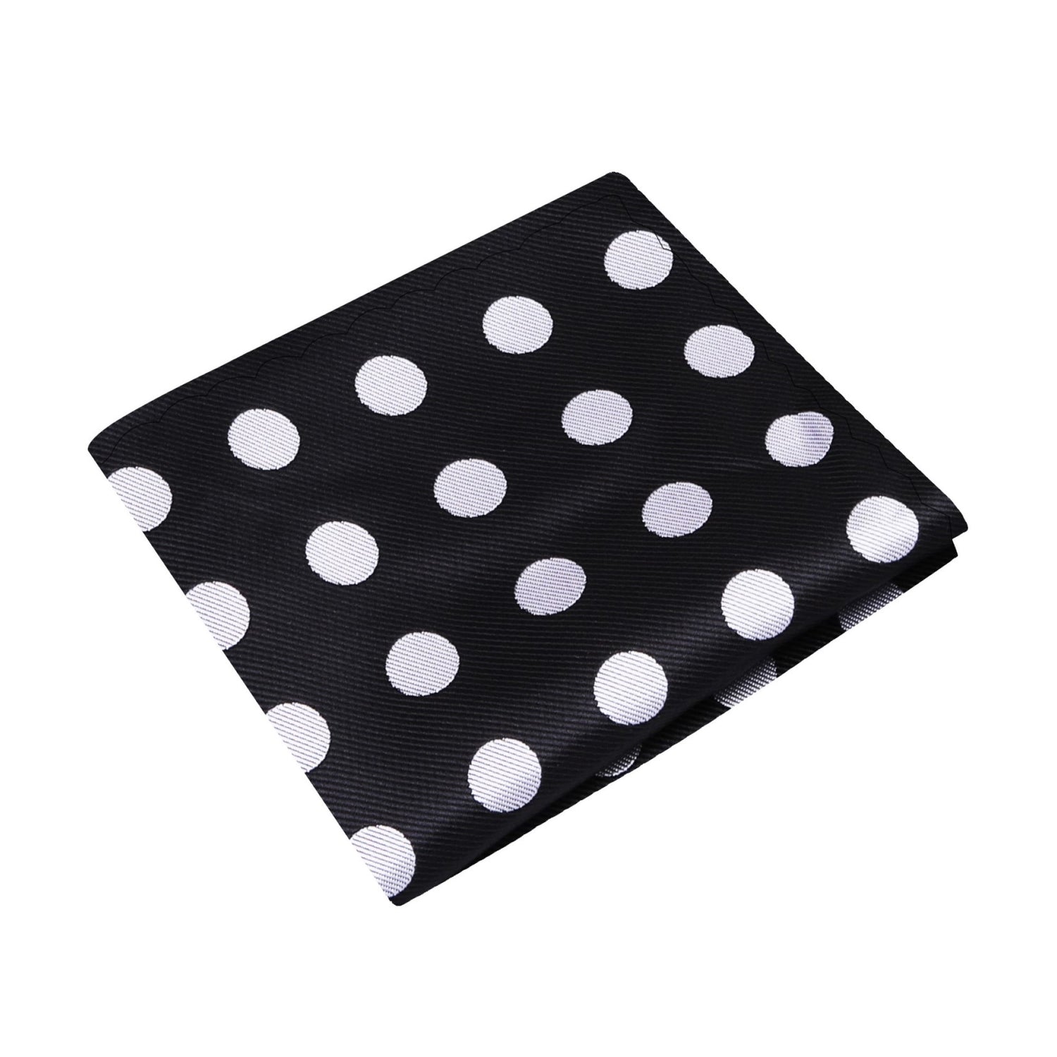 A Black, Light Grey Polka Pattern Silk Pocket Square