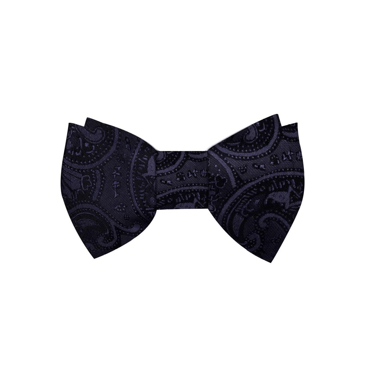 A Black, Graphite Paisley Pattern Silk Self Tie Bow Tie 