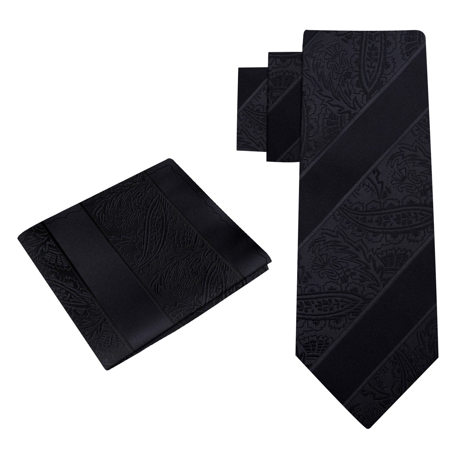 View 2: black paisley tie and square
