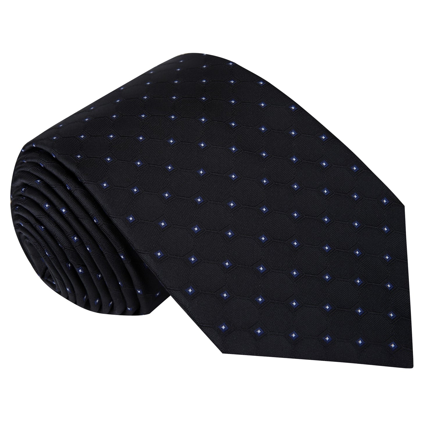 A Black, White Geometric Texture With Small Black, White Checks Silk Necktie