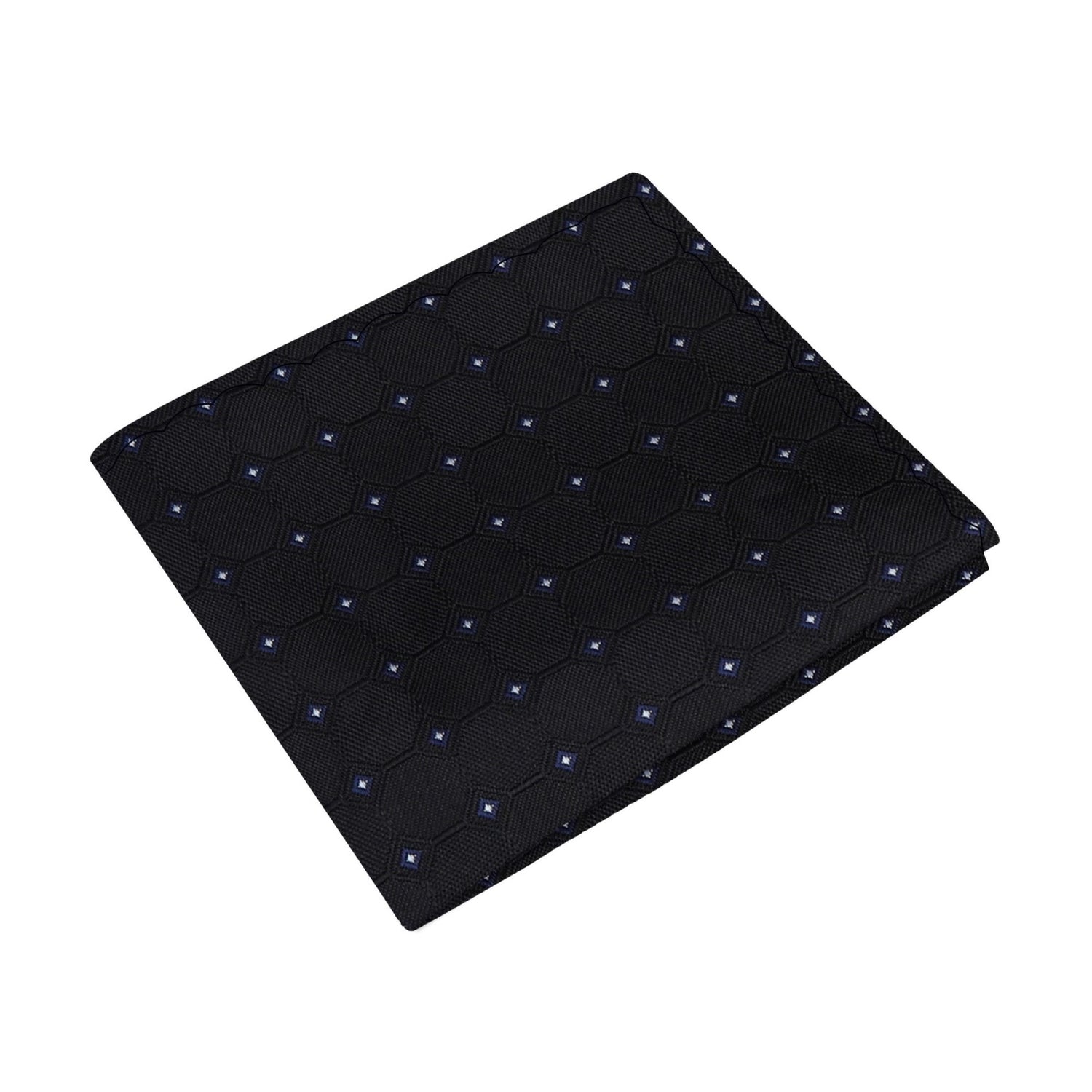 A Black Geometric Squares Pattern Silk Pocket Square