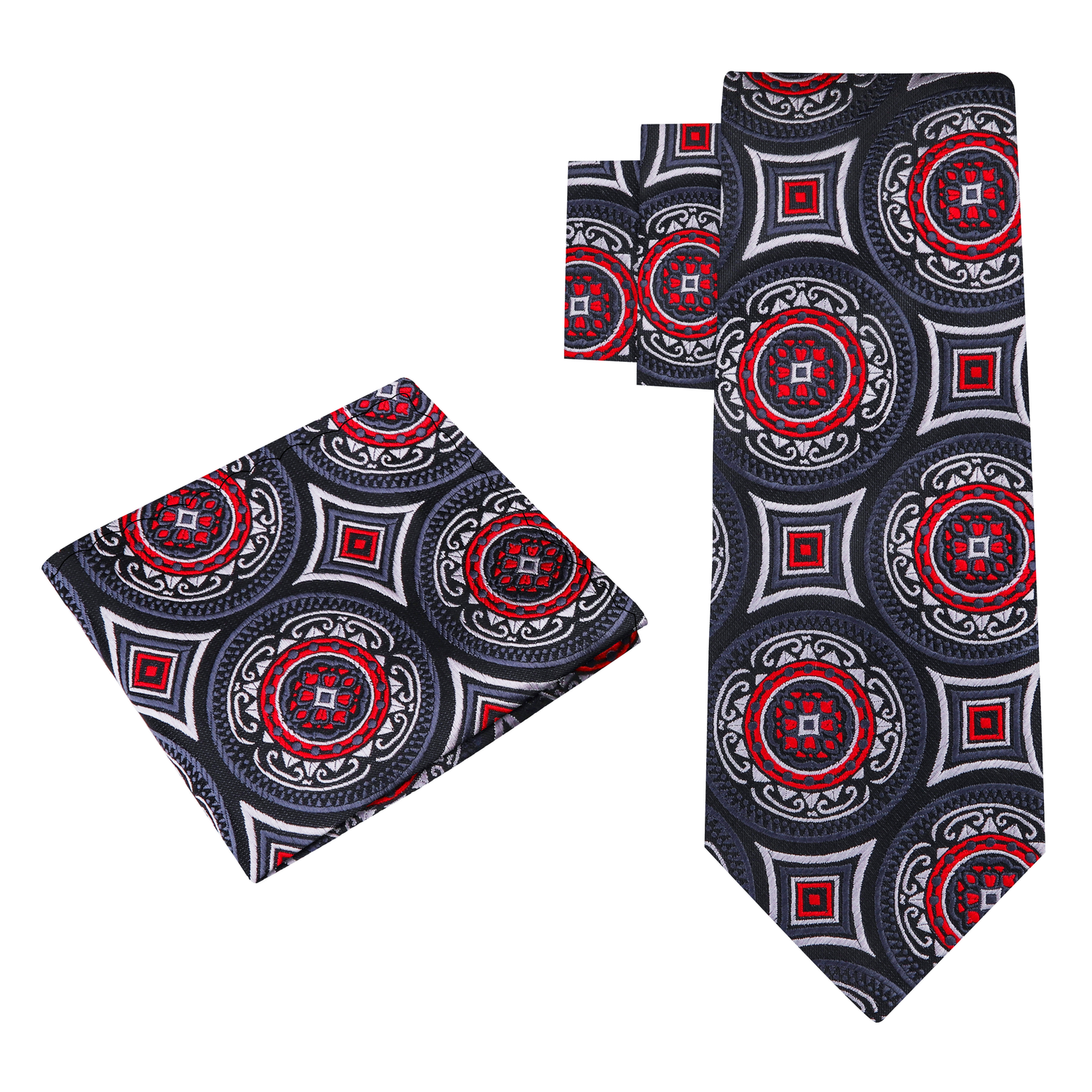 View 2: Black, Red Abstract Tie and Square