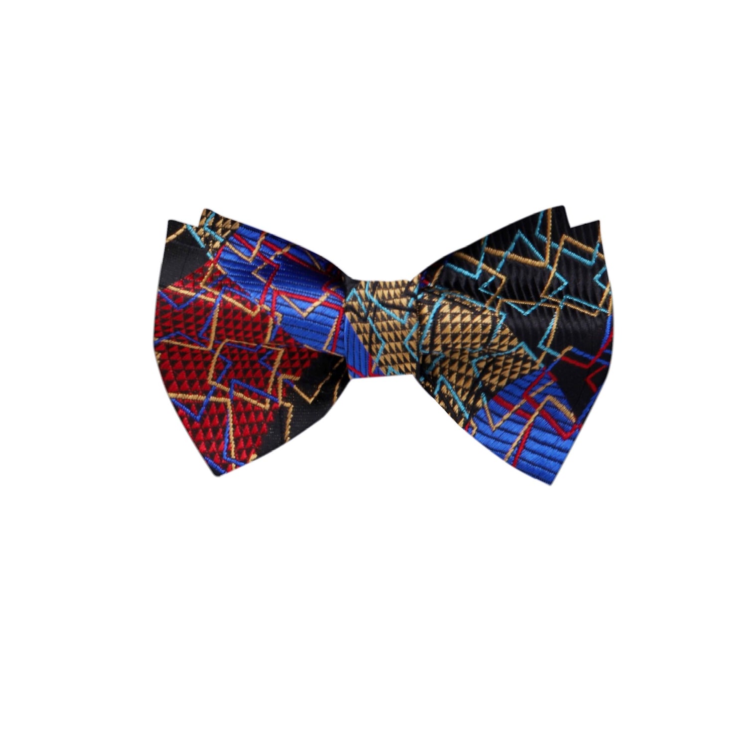 A Black, Gold and Red Geometric Bow Tie