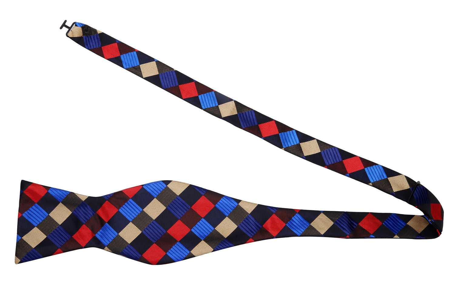 Self-Tie Black, Blue, Yellow and Red Geometric Bow Tie 