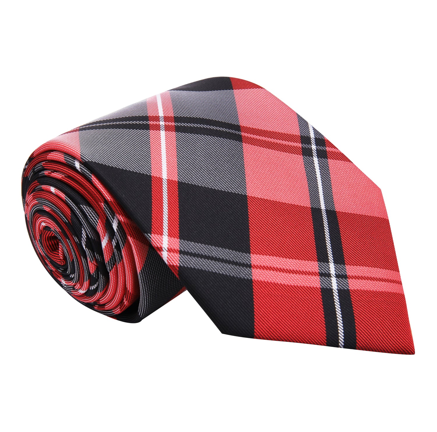 Black, Red and White Plaid Tie  