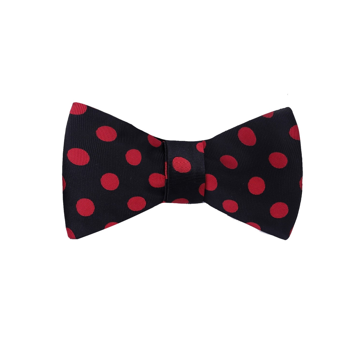 A Black, Red Polka Pattern Silk Self Tie Bow Tie Bow Tie 