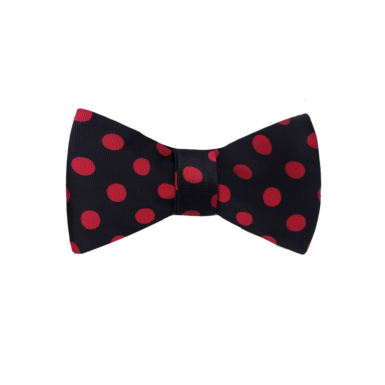 A Black, Red Polka Pattern Silk Pre Tied Bow Tie 
