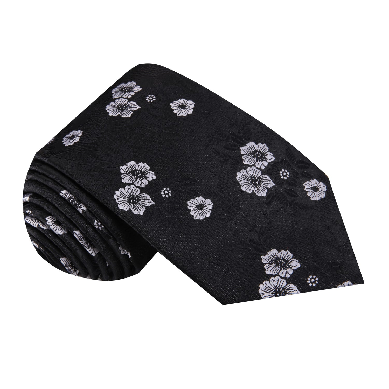 Black and White Floral Tie
