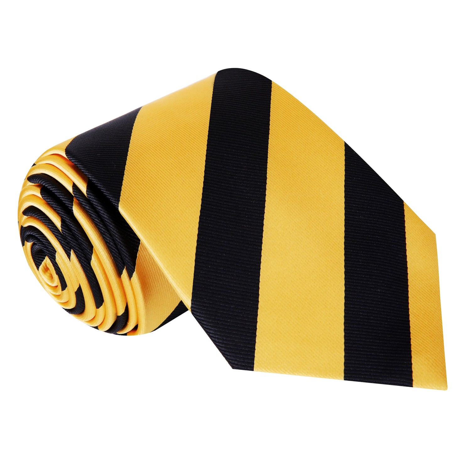 A Yellow, Black Stripe Pattern Silk Necktie