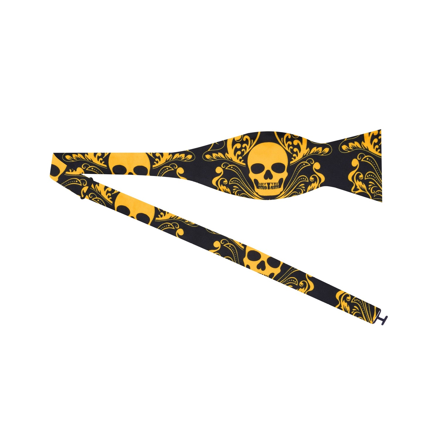 Black and Yellow Skull Bow Tie Self Tie