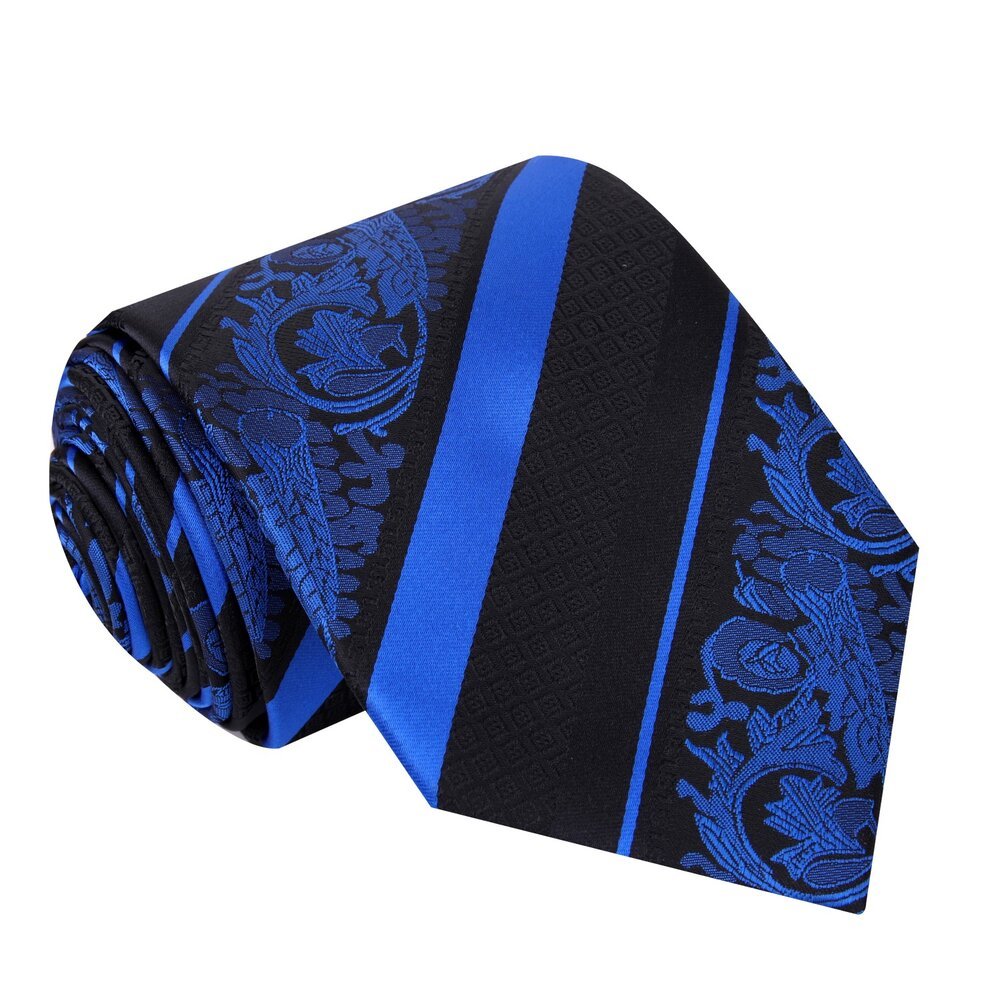 Black, Blue Floral Tie 
