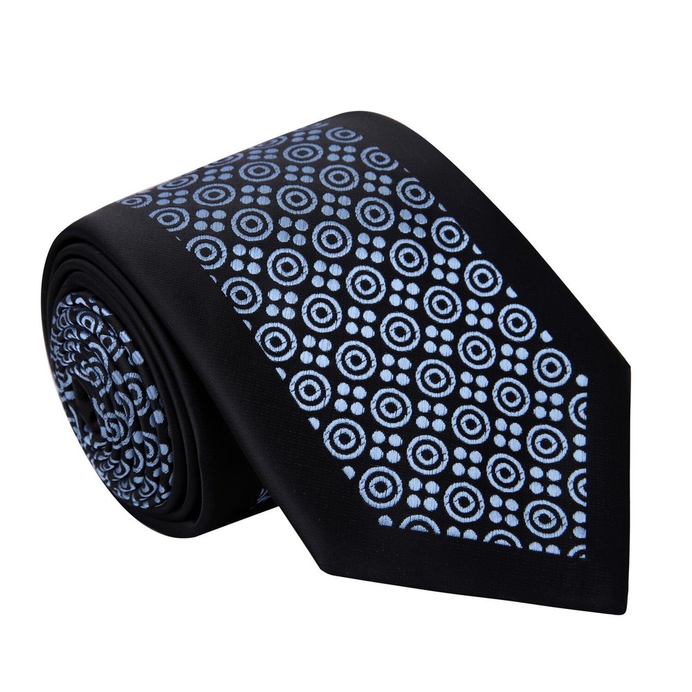 Black, Ice Blue Geometric Tie