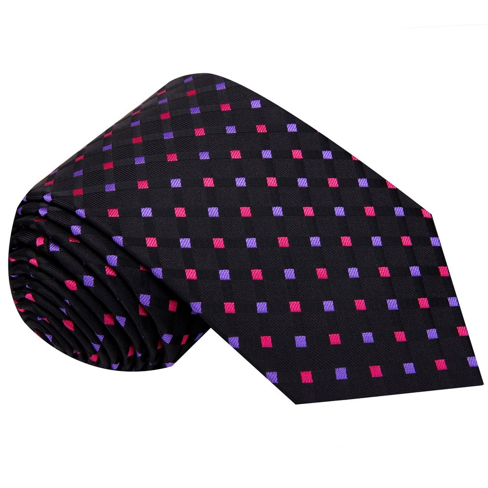 Black Pink Purple Geometric Diamonds Tie
