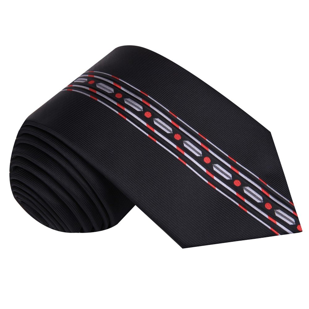 Black, Red Lined Tie