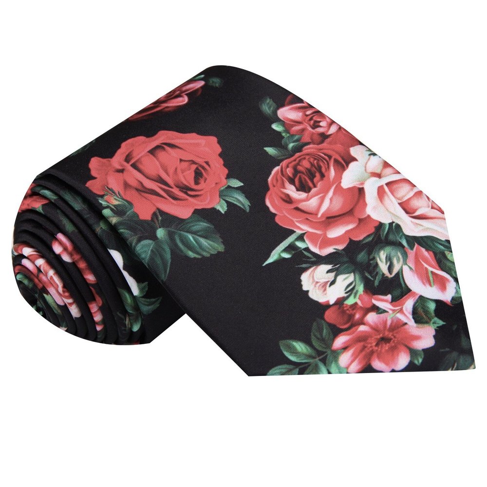 ||Black with Red, Pink Floral