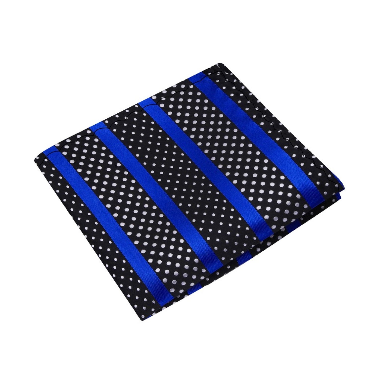 Black, Blue, White Polka and Stripe Pocket Square