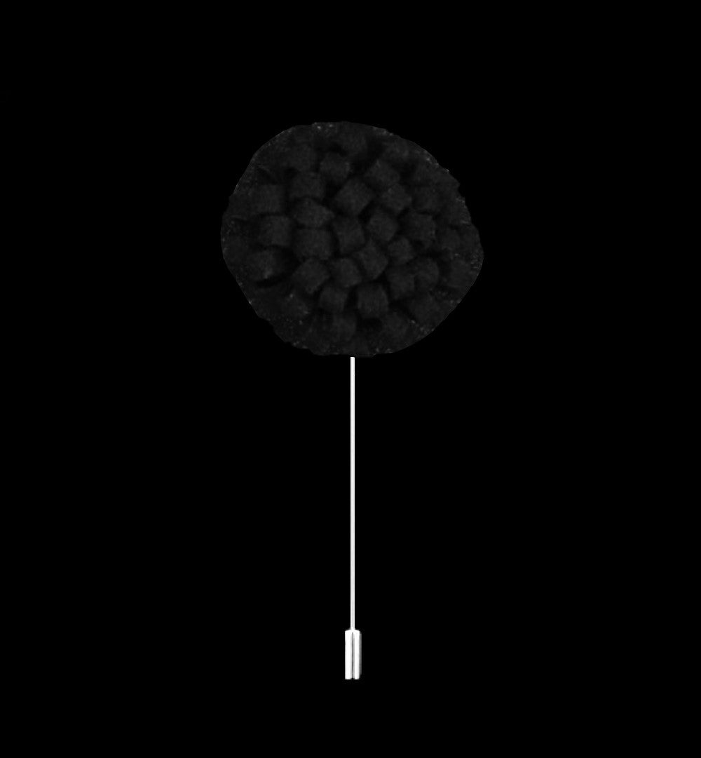 A Black Knit Burst Lapel Pin||Black