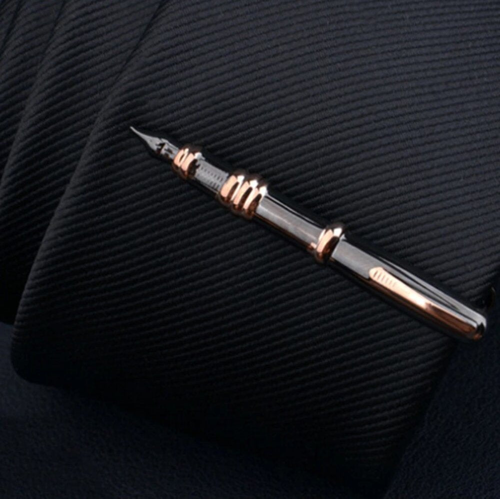 Golden Black Colored Ballpoint Pen Tie Bar