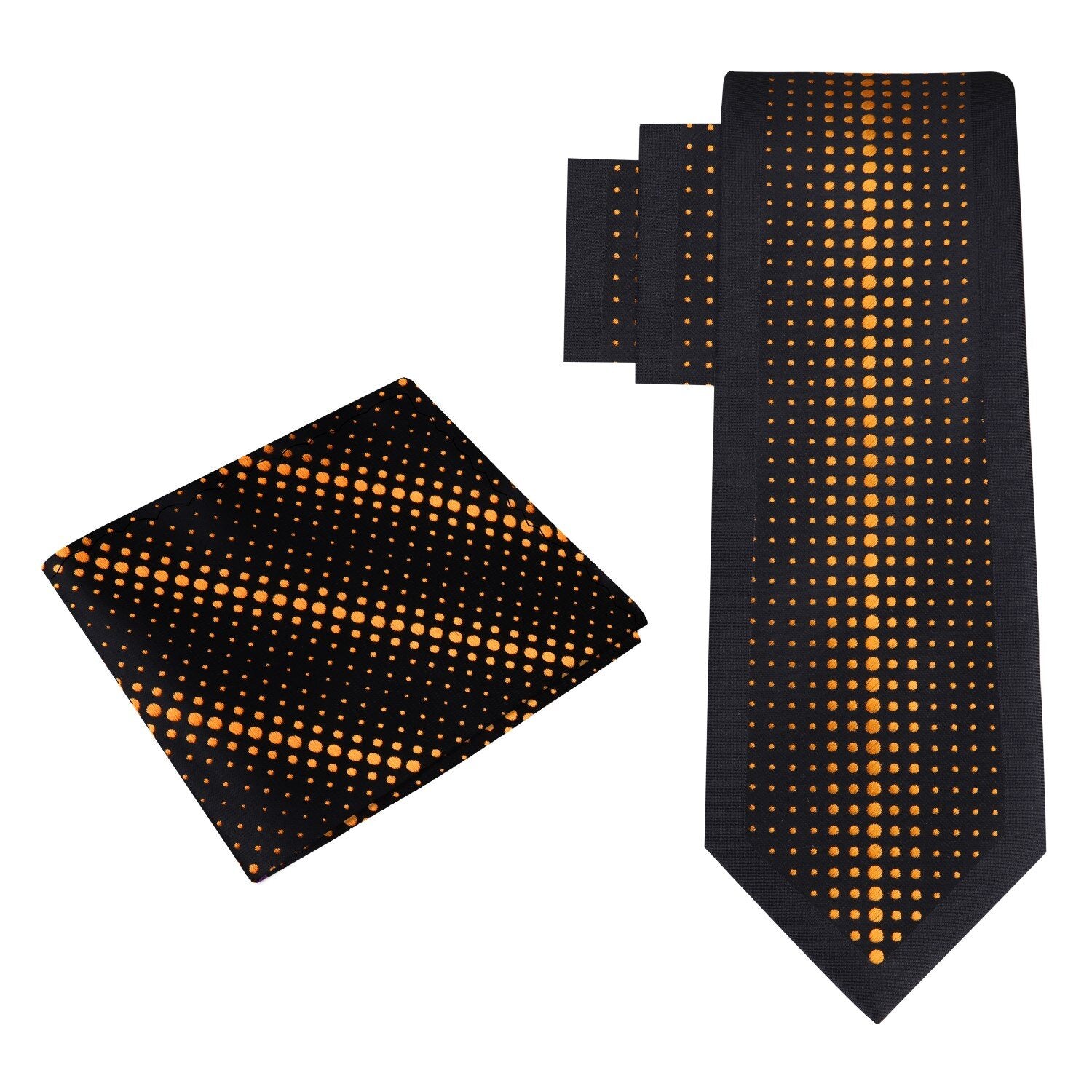 Alternative View: Gold, Black Dots Tie and Pocket Square