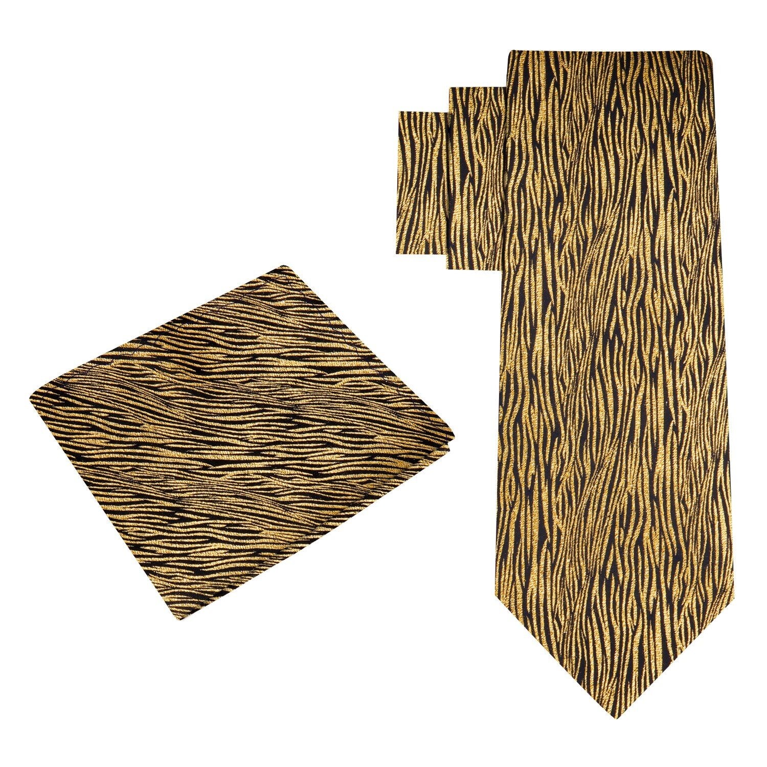 Alt View: Black Gold Zebra Texture Tie and Square