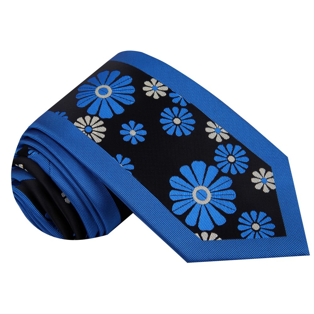 Blue and Dark Blue Flower Tie