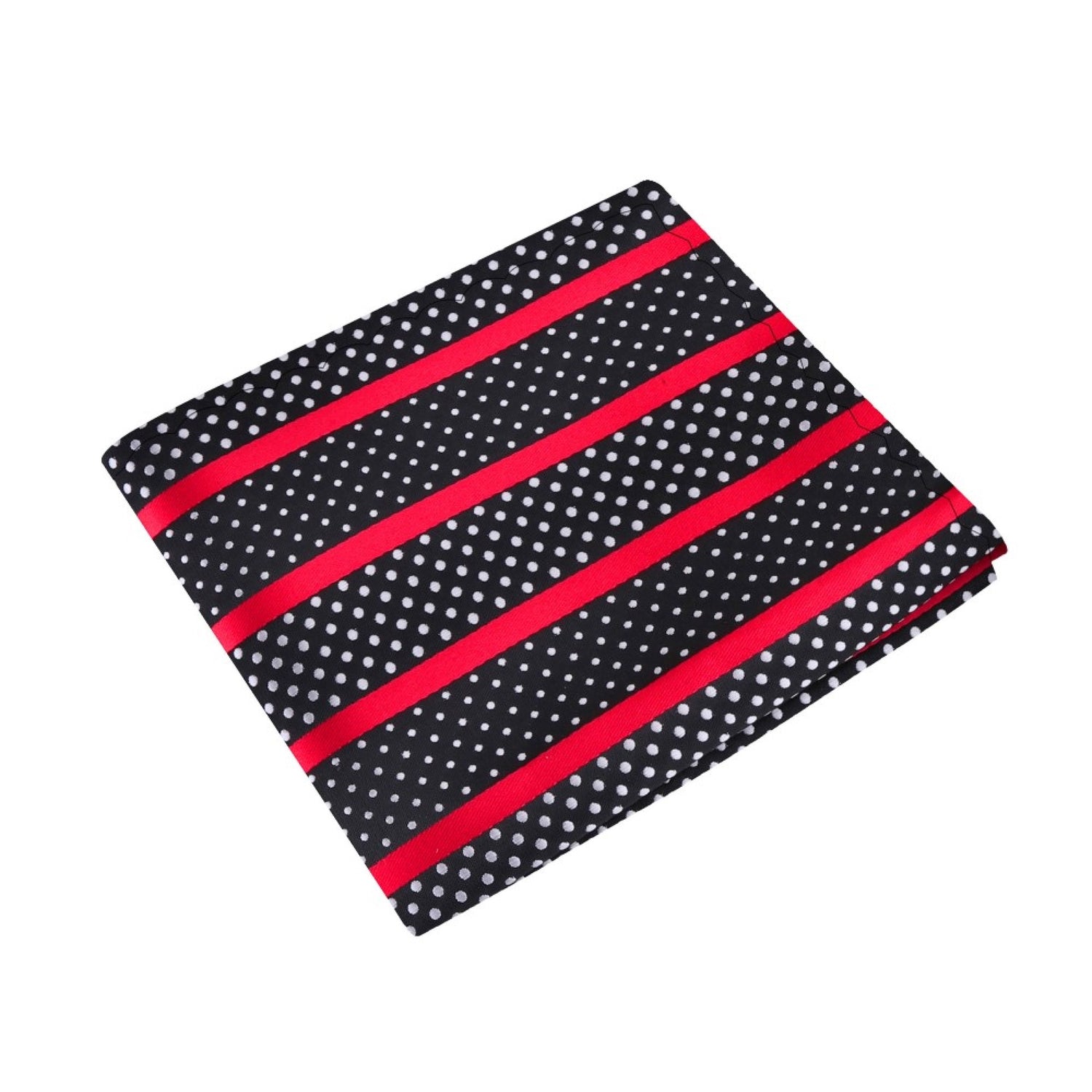 Black, Red and White Polka and Stripe Pocket Square