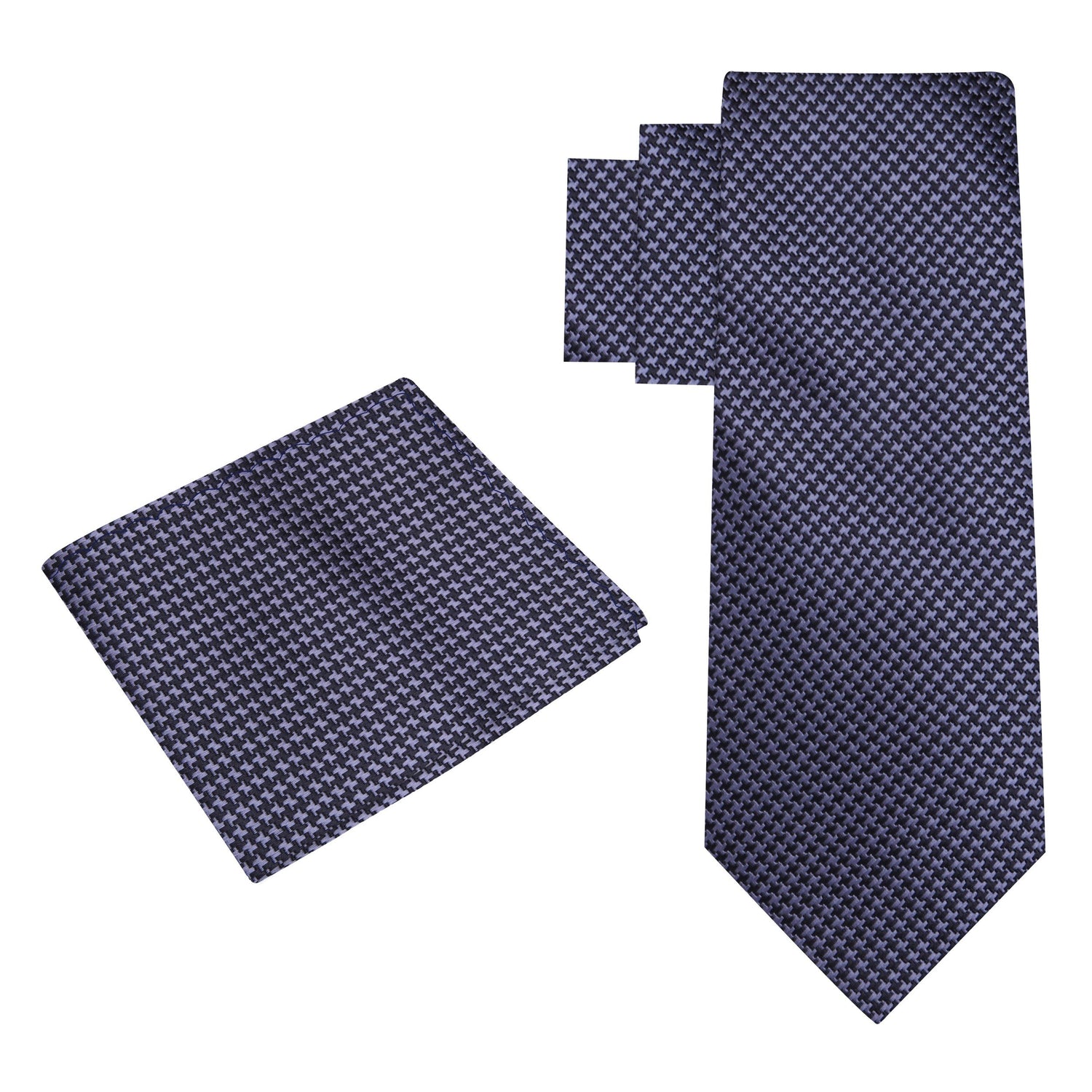 Alt view; Silver, Black Hounds-Tooth Tie and Pocket Square