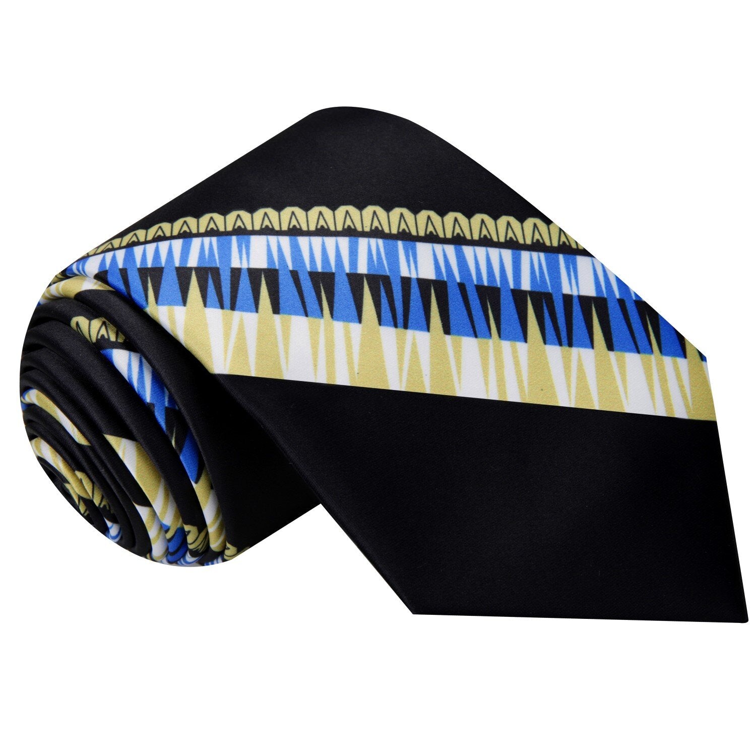 black, blue, yellow abstract tie 