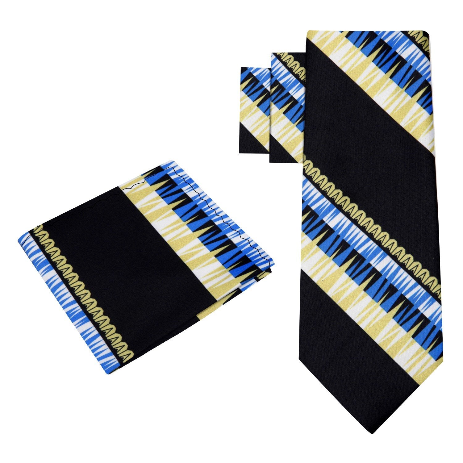 Alt View; black, blue, yellow abstract tie and square