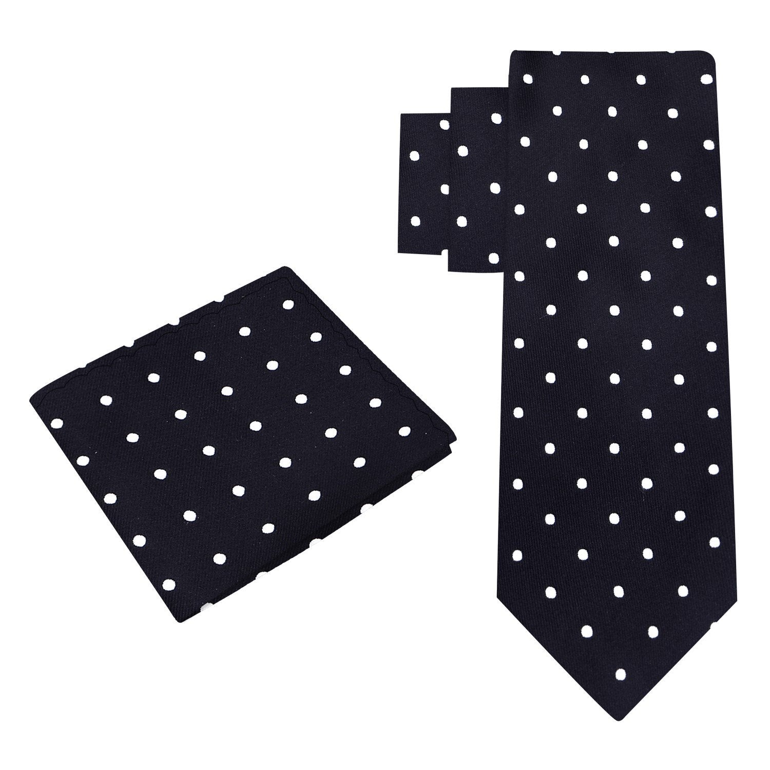 Alt View: Black with Small White Dots tie and Pocket Square