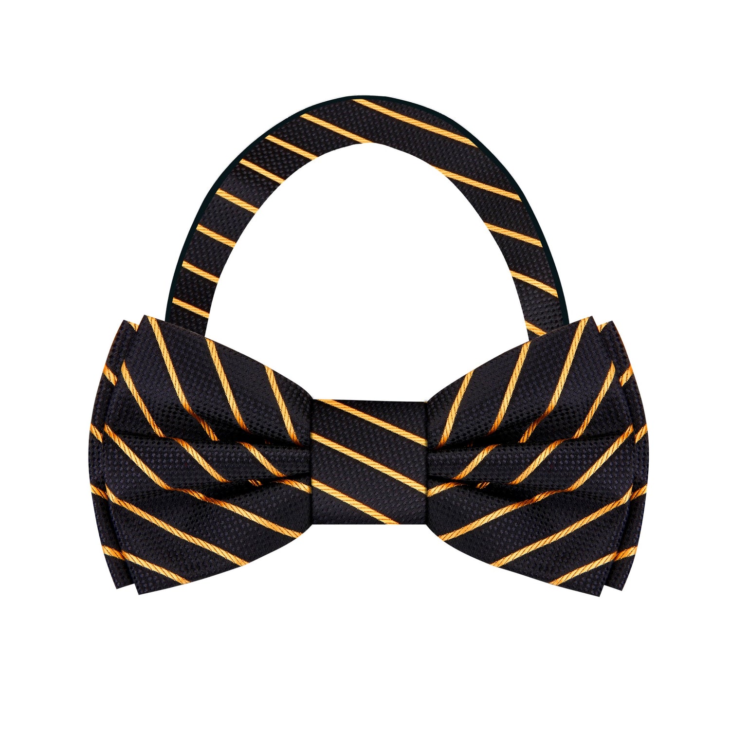 Black and Gold Stripe Bow Tie Pre Tied