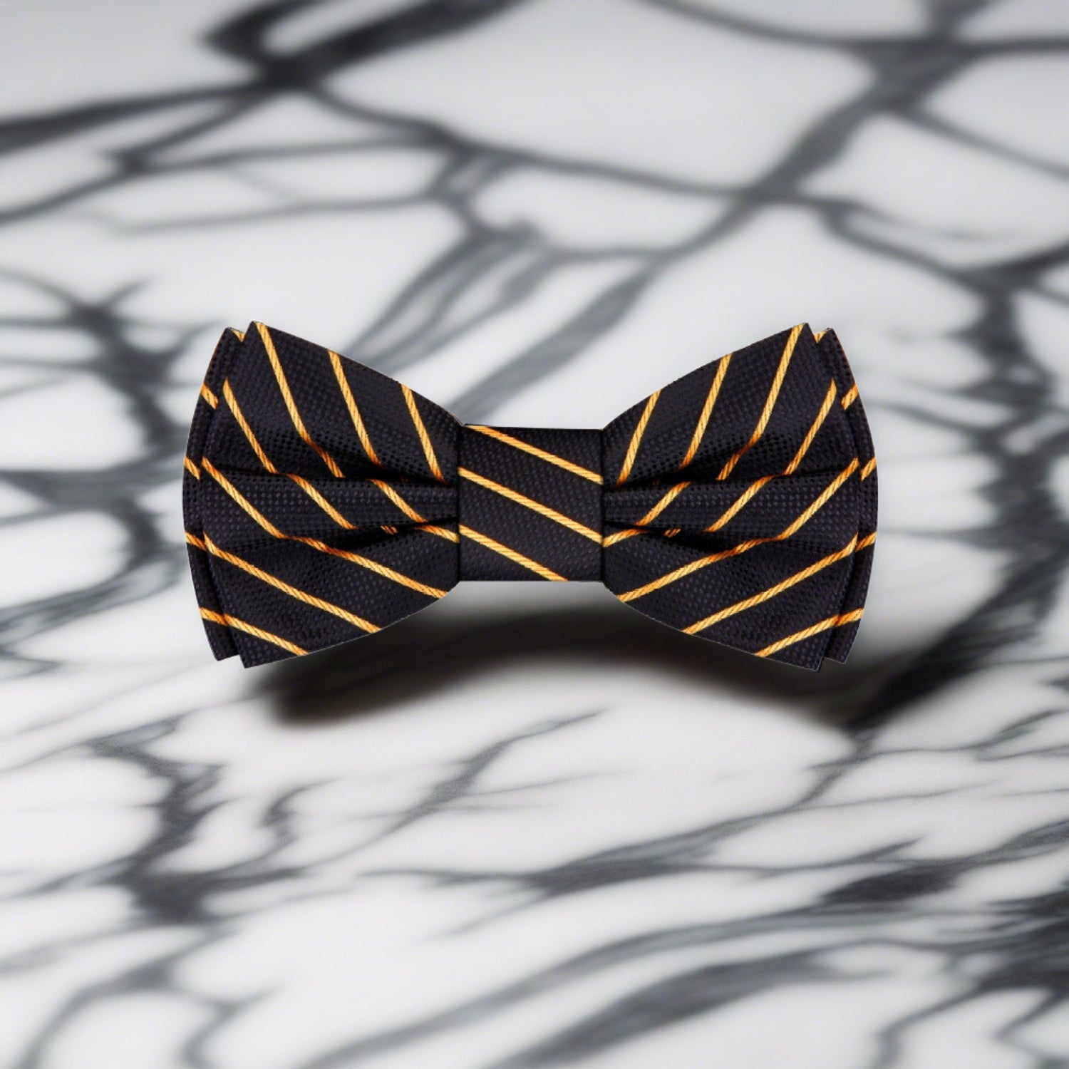 Black and Gold Stripe Bow Tie