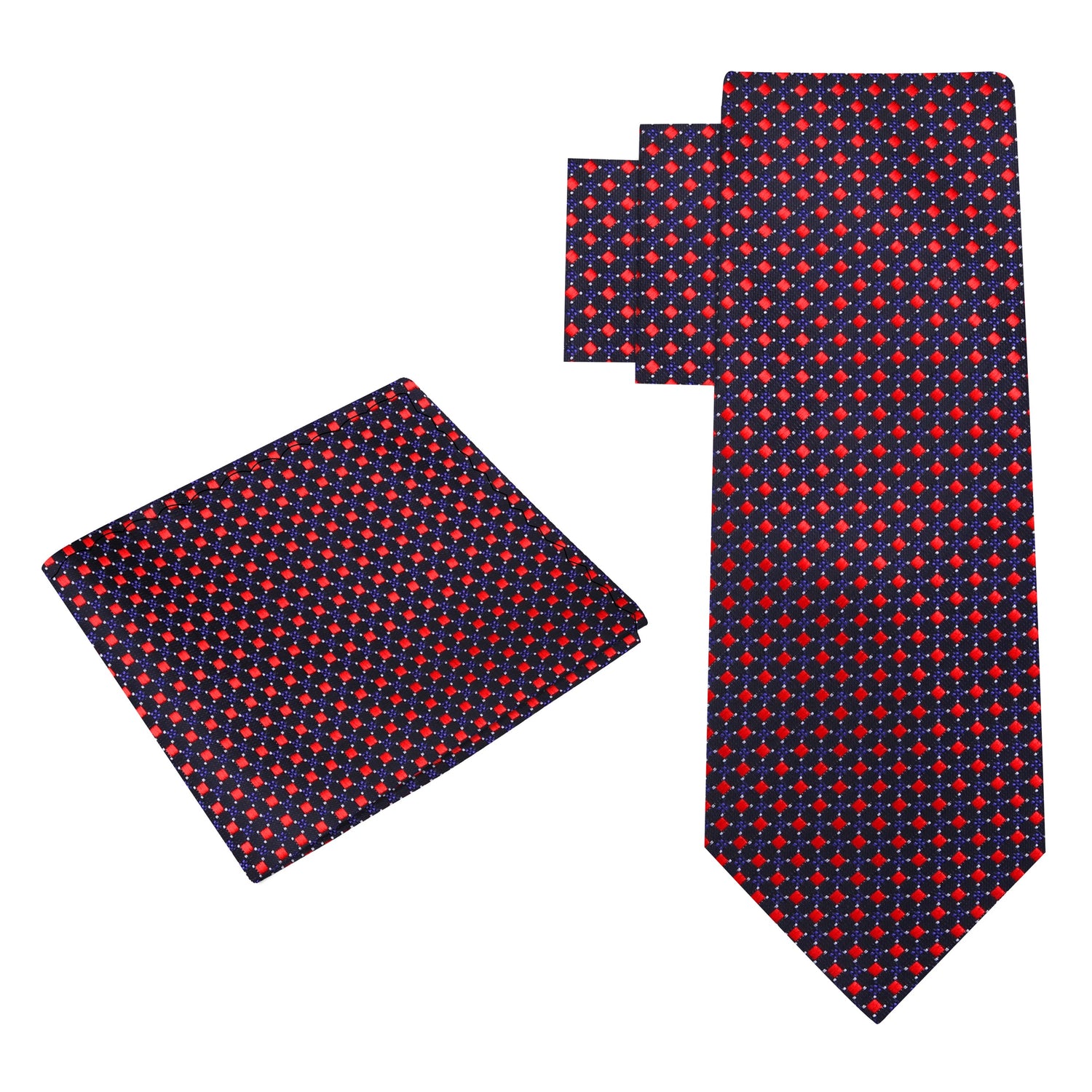 Alt View: Black, Red and Purple Check Tie and Pocket Square