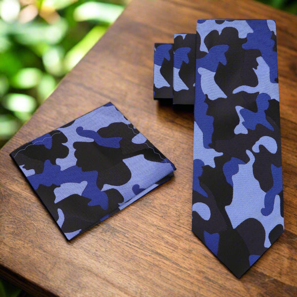 The Adult Camouflage Silk Necktie, Pocket Square and Cuff-links Set!