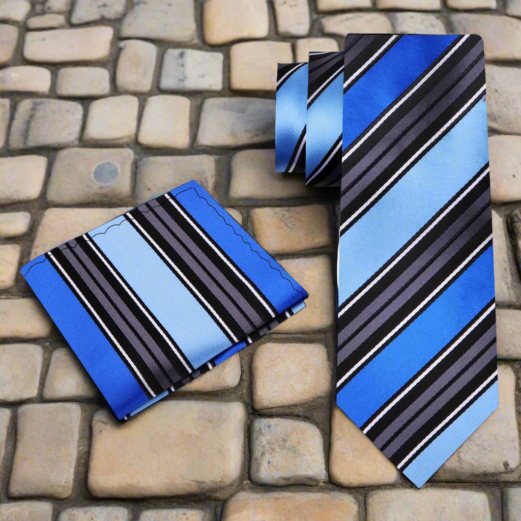 Dark Blue and Black Striped Tie 