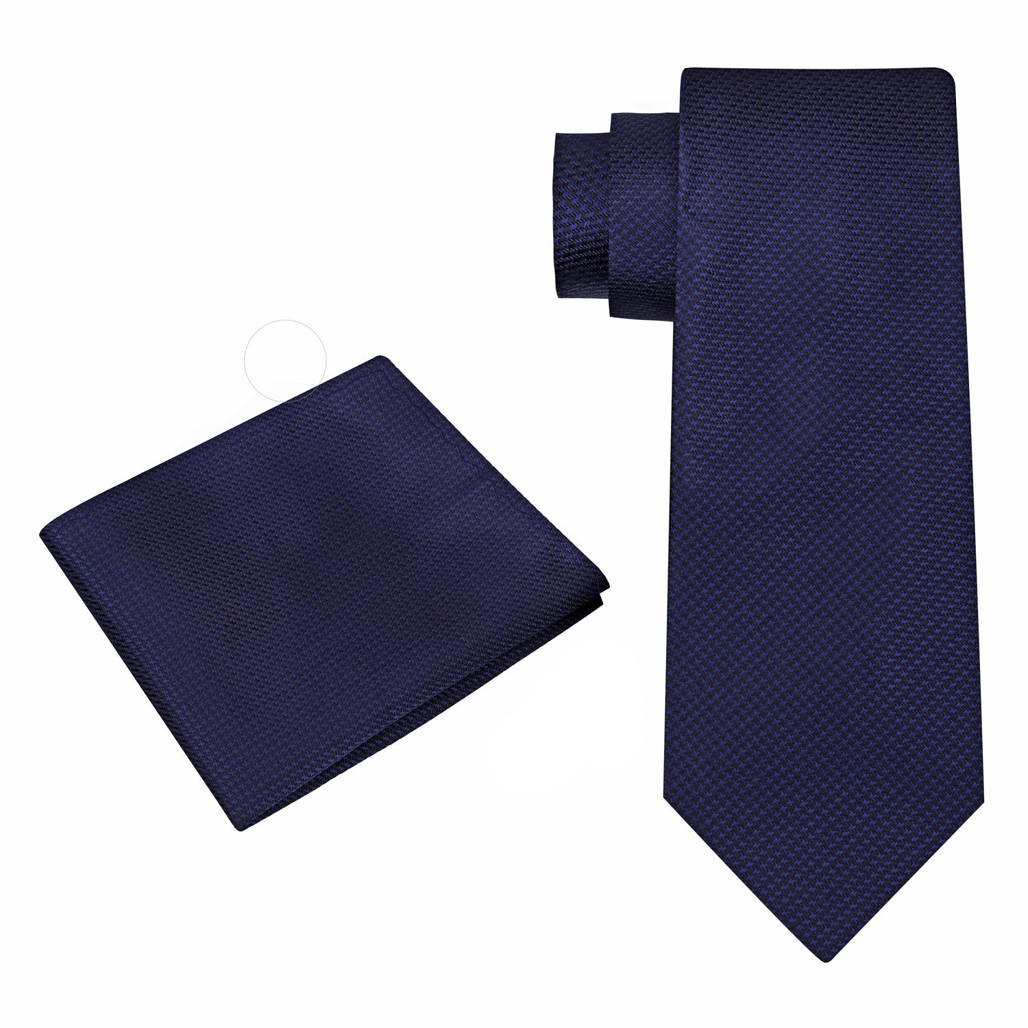 Alt View: Blue and Black Hounds Tooth Tie and Square