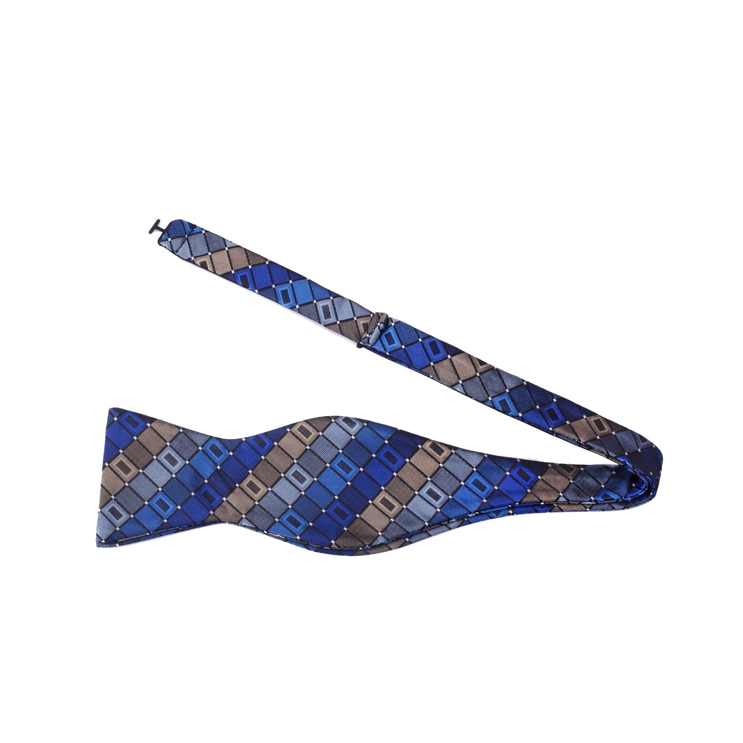 Blue, Brown Geometric Bow Tie Untied