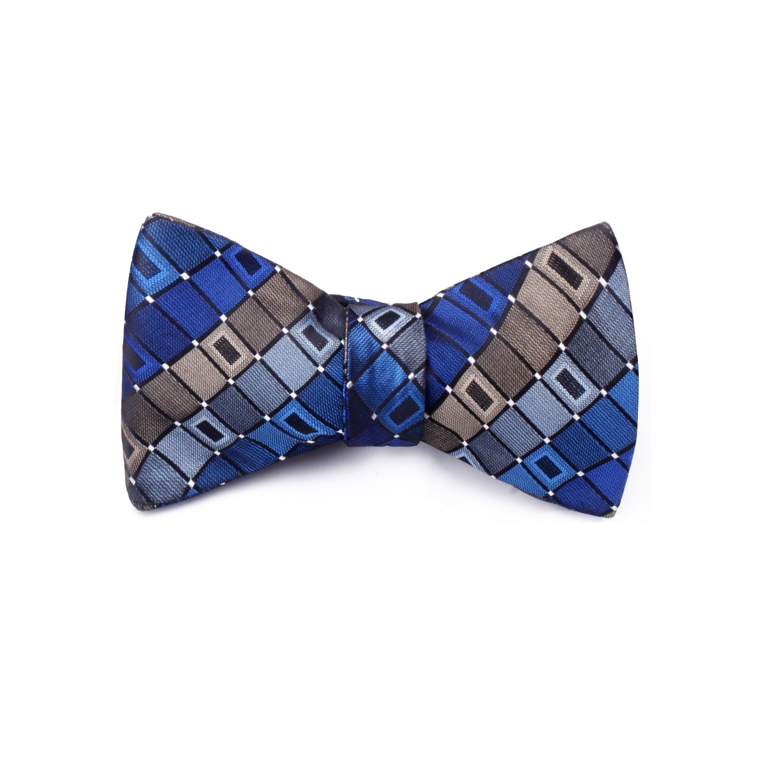Blue, Brown Geometric Bow Tie  