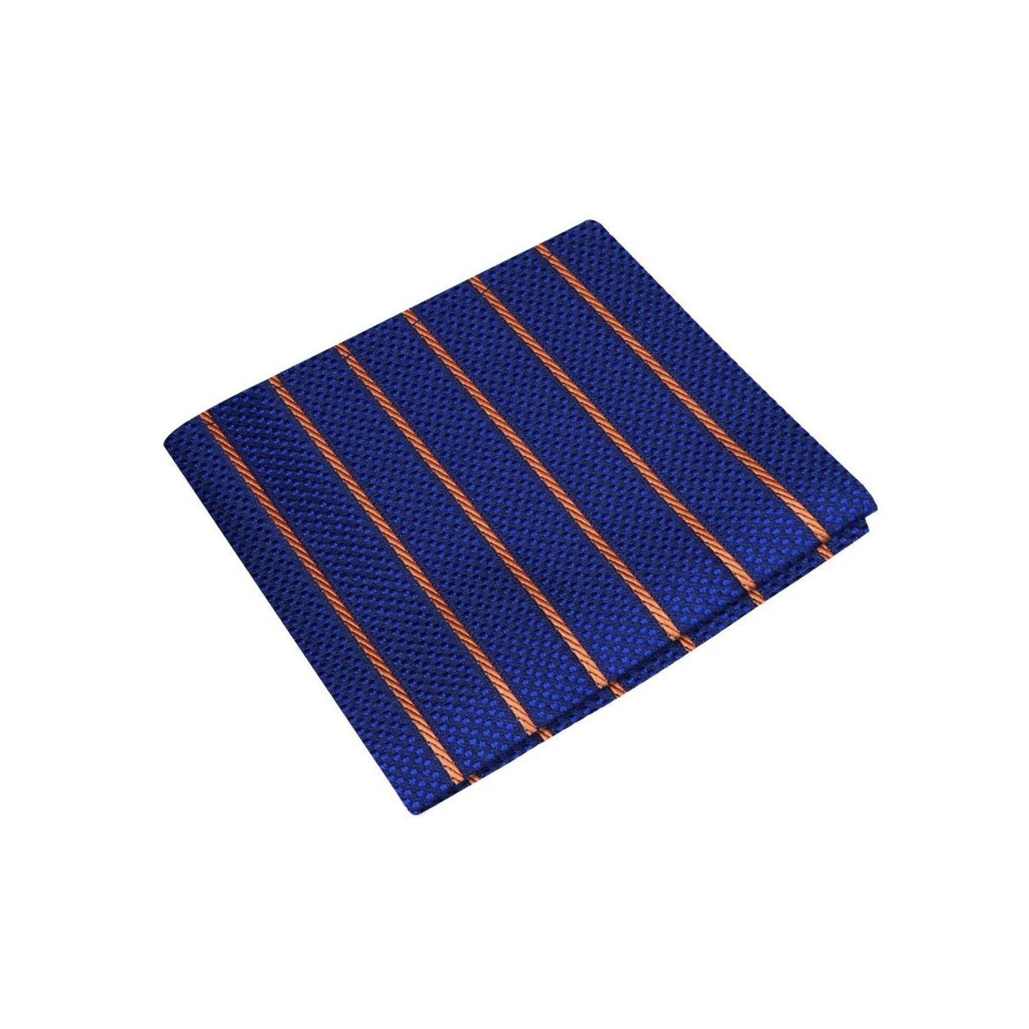 A Blue, Brown Stripe Pattern Silk Pocket Square